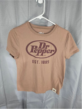Women's Dr Pepper Graphic Short Sleeve Tee Brown Maroon Size M